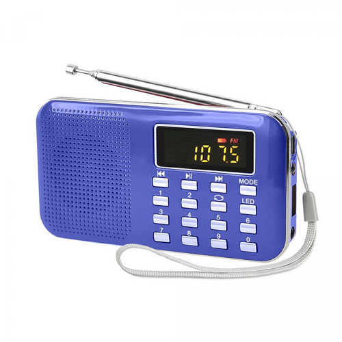 Radio Universal Mini radio FM portable multifonctionnel, affichage numérique, haut-parleur TF, lecteur MP3 USB, recharge(Bleu)