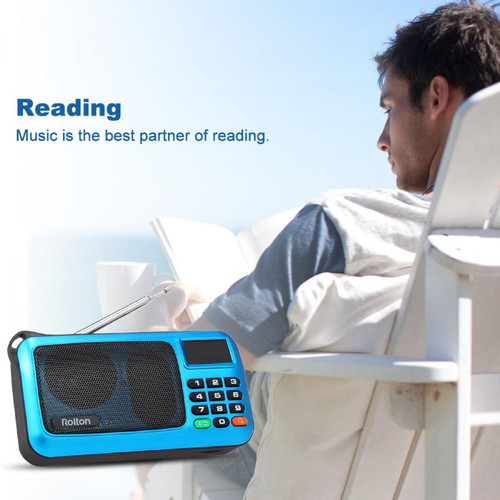 Universal Mini radio FM portable PC haut-parleur lecteur de musique USB TF cassette écran LED récepteur stéréo HIFI radio FM numérique(Bleu)