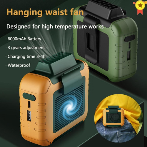 Universal Mini ventilateur portable clip taille ventilateur USB rechargeable 6000mAh pour le travail en plein air camping pêche navette fan |
