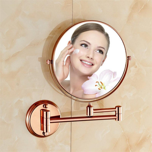 Universal - Miroir de bain en laiton 8 pouces loupe miroir de maquillage de salle de bains en or rose pliable double face quincaillerie de bain(Or) Universal  - Miroir de salle de bain