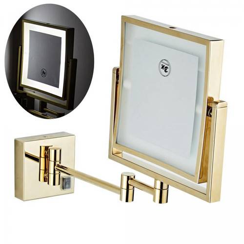 Universal - Miroir de toilette 8 pouces de deux côtés de l'or carré miroir LED pliant miroir de maquillage en laiton miroir de maquillage cadeau de madame | miroir de bain Universal  - XGF