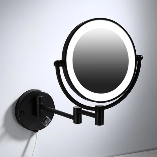 Universal - Miroir de toilette 8 pouces latéral 3x/1x loupe murale miroir LED miroir de maquillage pliant miroir de maquillage cadeau de madame | miroir de bain(Le noir) Universal  - Plomberie Salle de bain