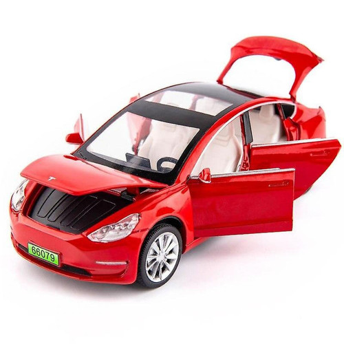 Universal - Modèle 3 rouge 1: 32 6 portes en alliage modèle Tesla modèle X avec éclairage simulé et jouets musicaux cadeaux pour les enfants(Rouge) Universal  - Jeux & Jouets