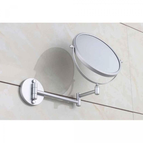 Miroir de salle de bain Montage mural salle de bains miroir pliant espace aluminium rétractable double face miroir 3x loupe miroir de maquillage | miroir de bain
