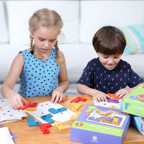 Casse-tête Moulins à vent en forme de L jeux de planche de correspondance puzzle pour les enfants à partir de 4 ans éducation sciure de bois intelligente cognitive logique jouets cadeaux |