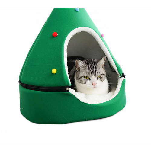 Universal - Noël Pet House Lit pour chat peluche douce lit pour chat rond chiot chaud trou de chat tapis décorations de Noël pour animaux de compagnie Universal  - Deco chat