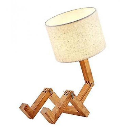 Universal - Nouvelle lampe de table pliante en forme de robot en bois créative chambre à coucher bureau lit lumineux en lin lampe ombrage 5W ampoule (blanc chaud) Universal  - Luminaires