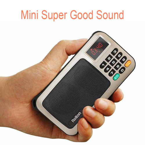 Radio Numérique Portable Mini MP3 Jouer Portable FM Radio Lecteur de musique Haut-parleur TF USB avec lampe de poche Argent Vérification | Radio