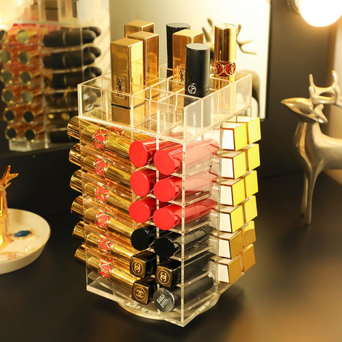 Universal Organiseur de maquillage Boîte de rangement à 360 degrés Rouge à lèvres Boîte à bijoux Brillant de lèvres Boîte d'affichage