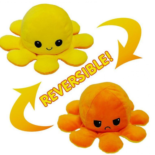 Universal - Peluche réversible, peluche retournée double face Peluche lumineuse réversible Pieuvre réversible (jaune orange) Universal  - Peluche pieuvre