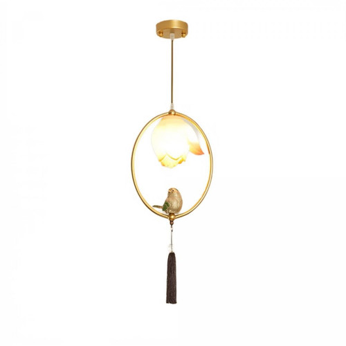 Universal - Petit lustre créatif de chevet d'oiseau, lumière d'allée ovale dorée, balcon de couloir, lampe de lotus suspendue, petit lustre en résine de fer, LED220V Universal  - Chevets suspendus