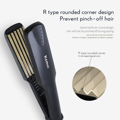 Universal Épingle à cheveux professionnelle fer bronzé température réglable ondulation cheveux chauds profonds outil de coiffure thermique en céramique | fer frisé (noir)