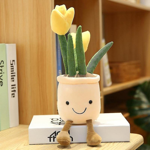 Universal - Plante de tulipe vivante déco en peluche, oreiller de fleur en pot créatif de poupée (jaune) Universal  - Cadeau pour bébé - 1 an Jeux & Jouets