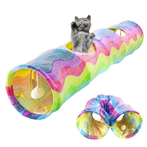Universal Pliable grand chat jouet peluche jouer tunnel tube avec ballon jouet d'entrainement petit animal lapin lapin chat chien fournitures pour chat | jouets pour chat