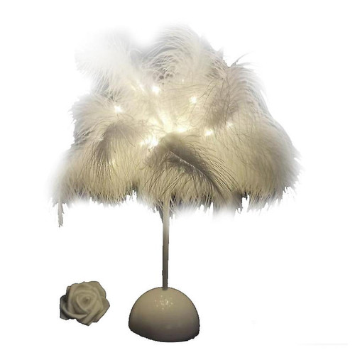 Universal - Plume abat-jour lampe ombre chevet bureau lumineux chambre deco (blanc) Universal  - Decoration plumes