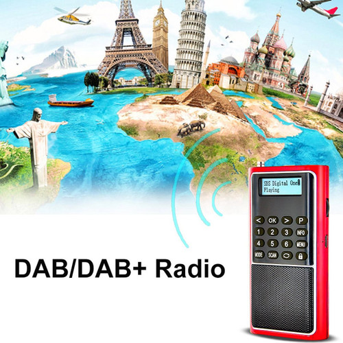 Radio Portable DAB/DAB + radio mini récepteur FM haut-parleur support carte TF clé USB recherche canal automatique avec affichage LED | radio mini(Rouge)