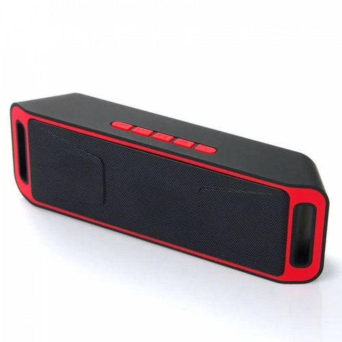 Enceinte PC Universal Portable Wireless Outdoor Bluetooth Speaker Bass Stéréo Sound Subwoofer FM Radio MP3 Player USB TF for Computer Smartphone | Portable Speaker (Red)