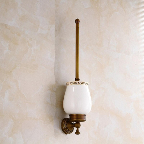 Universal - Porte-brosse de toilette en laiton antique avec gobelet en céramique Brosse de toilette durable murale Accessoires de toilette | Porte-brosse de toilette Universal  - Universal