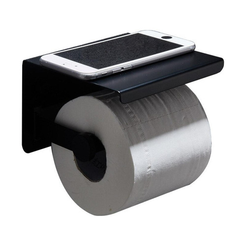 Universal - Porte-papier toilette noir avec étagère Porte-serviettes Porte-papier de cuisine Porte-rouleaux de toilettes en acier inoxydable Universal  - Accessoires de salle de bain