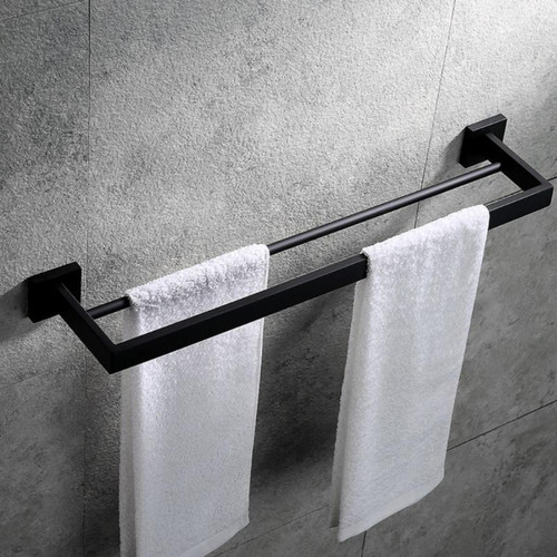 Universal Porte-serviettes de salle de bains 50cm Montage mural SUS 304 inox noir mat double serviette Accessoires de salle de bains | Porte-serviettes