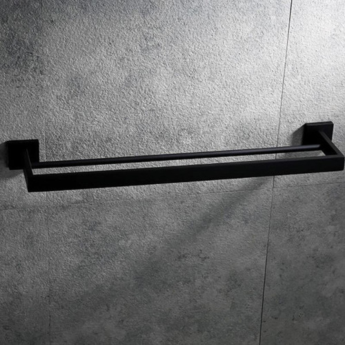 Universal - Porte-serviettes de salle de bains 50cm Montage mural SUS 304 inox noir mat double serviette Accessoires de salle de bains | Porte-serviettes(Le noir) - XGF