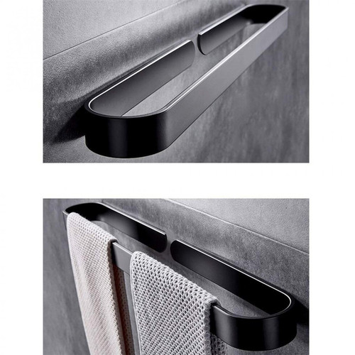 Universal Porte-serviettes mural Espace en alliage d'aluminium Porte-serviettes noir Rail pour étagères de salle de bains et de cuisine 40cm |(Le noir)