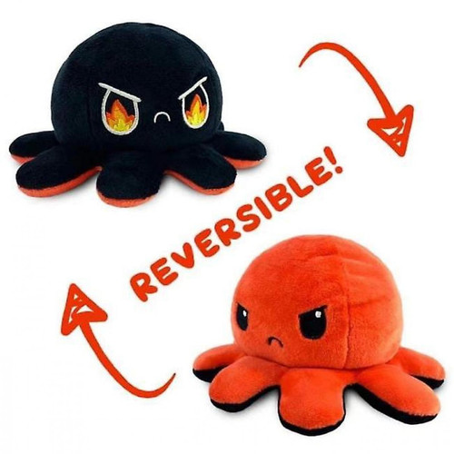 Universal - Poupée double face retournée, pieuvre réversible, peluche (orange noir) Universal  - Peluche pieuvre