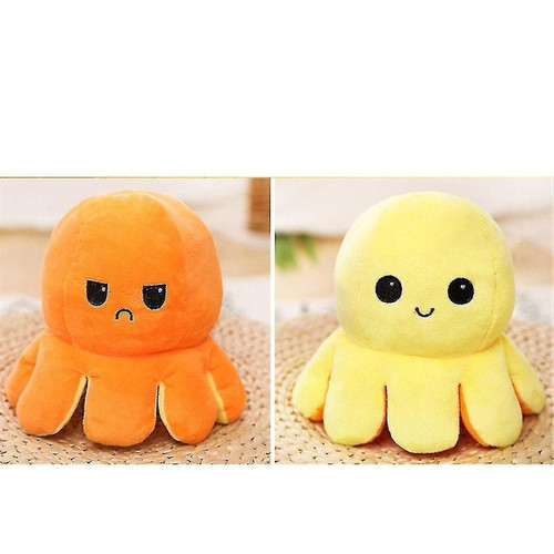 Doudous Universal Poupée en peluche flip, jouet réversible analogique doux (orange/jaune)