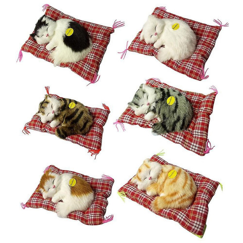 Universal - Poupée simulée peluche chat dormant, peluche de la vie réelle avec jouet sonore enfant (blanc) Universal  - Peluches