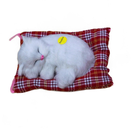 Universal - Poupée simulée peluche chat dormant, peluche de la vie réelle avec jouet sonore enfant (blanc) Universal  - Doudous