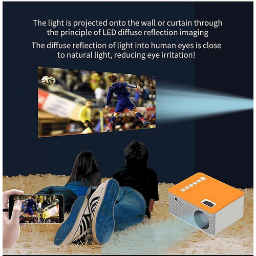 Lampe vidéoprojecteur Projecteur micro LED UC28D Ports multimédia portables Films extérieurs Enfants Thèmes de la page d'accueil(Orange)