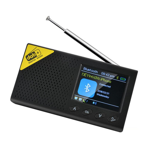 Universal - Équipement de radiodiffusion numérique DAB portable compatible Bluetooth avec écran LCD couleur de 2,4 pouces Universal  - Radio
