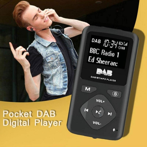 Universal Radio numérique DAB/DAB Bluetooth 4.0 Poche personnelle FM Mini casque radio portable MP3 USB pour la maison |(Le noir)