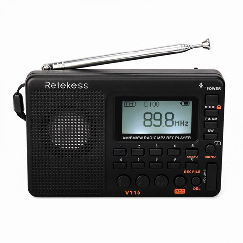 Universal - Radio V115: enregistreur radio à bande entière FM/AM: prise en charge de la musique MP3 stockée sur une carte TF Universal  - Son audio