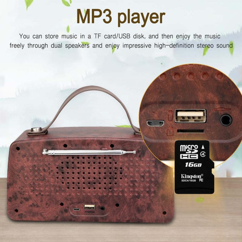 Radio Récepteur radio FM classique rétro déco portable radio MP3 haut-parleur Bluetooth stéréo AUX recharge USB |