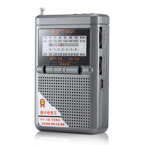 Universal - Récepteur radio portatif à bande complète FM/AM/SW World Band avec écran LCD Récepteur radio à boucle mini poche Universal  - Enceinte et radio