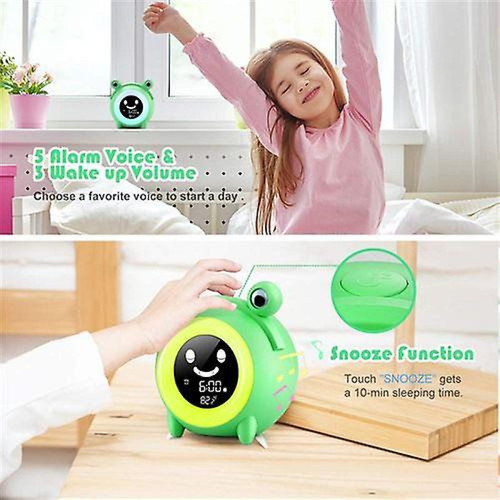 Universal - Réveil enfant veilleuse bébé 5 couleurs haut-parleur luminosité réglable affichage du temps et température interne, vert Universal - Multimédia