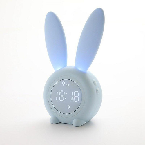 Universal - Réveil lumineux pour enfants, réveil pour enfants mignon lapin réveil numérique lumineux LED avec lampe de chevet fonction somnolence contrôle du temps lumineux cadeau pour les enfants filles, garçons, (bleu) Universal  - Lampe chevet bleu