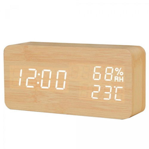 Universal - Réveil numérique LED en bois Température Commande vocale électronique Horloge de bureau | Minuteur de cuisine - Horloges, pendules