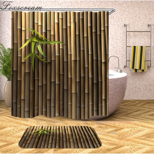 Universal - Rideau de douche 3D en bois tissu imperméable rideau de douche avec crochet rideau de salle de bains rideau de douche drôle (180 * 180cm) Universal  - Rideaux douche
