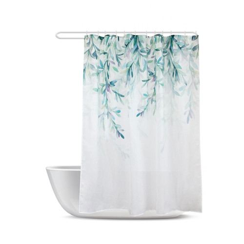 Universal - Rideau de douche de ferme en tissu blanc Feuilles tropicales vertes Rideau de salle de bains avec crochet Rideau de pot de fleurs rose moderne | Rideau de douche (80 * 180cm) - Rideaux douche