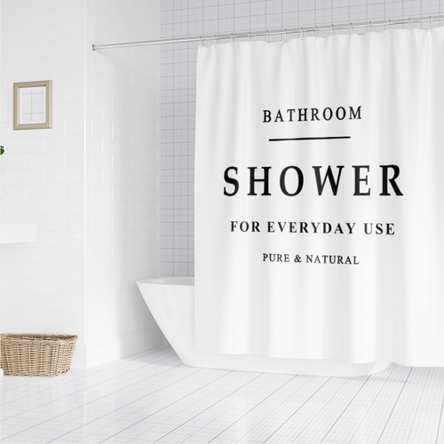 Universal Rideau de douche haut de gamme simple noir et blanc motif de lettre imperméable polyester taille multiple décoration de salle de bain | Rideau de douche