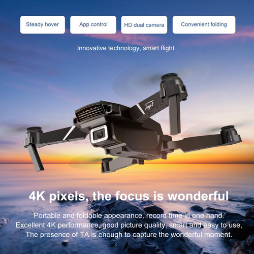 Drone S62 Drone 4K HD Double Caméra WiFi FPV Pression d'air Maintenance élevée Vols longs Drone pliable RC Quadcopter Jouet | RC Helicopter(Le noir)