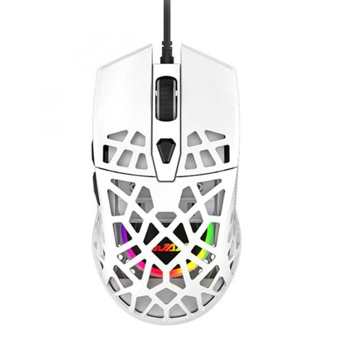 Universal - Souris gaming légère, symétrique, ergonomique, rétroéclairée RGB, 6 vitesses, 6200 ppp | Mouse (blanc) Universal  - Souris