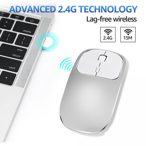 Universal Souris sans fil métallique, rechargeable, cliquable, silencieuse, USB, type C, ordinateur portable, ordinateur portable, souris ergonomique.