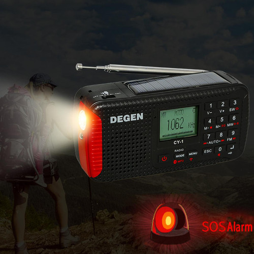 Radio Sports en plein air d'urgence portable sans fil Bluetooth carte audio haut-parleur radio avec réveil peut être d'urgence | radio horloge | radio(Le noir)