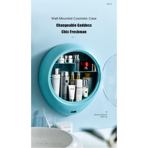 Boîte de rangement Étagère de maquillage pour installation murale dans la salle de bains Boîte de rangement de maquillage ronde Organisateur de bijoux Étagère de soins de la peau pour femmes