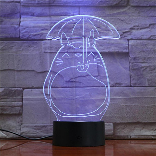 Universal - Totoro et parapluie Lampe de table d'animation de chambre d'enfant Lumière de nuit à LED 3D(Le noir) Universal - Lampe parapluie