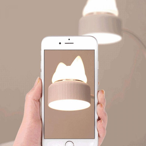 Lampes à poser Trois dessins animés créatifs, lampe à chat, lumière LED, recharge USB (rose)