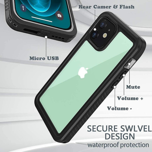 Coque, étui smartphone Étui imperméable iPhone 12, étanche étanche à talons d'amortisseur IP68 Full-corps Hard Case intégrée Protecteur d'écran sous-marine Couvercle imperméable extérieur pour i